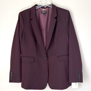 DKNY Deep Plum Single-Button Blazer